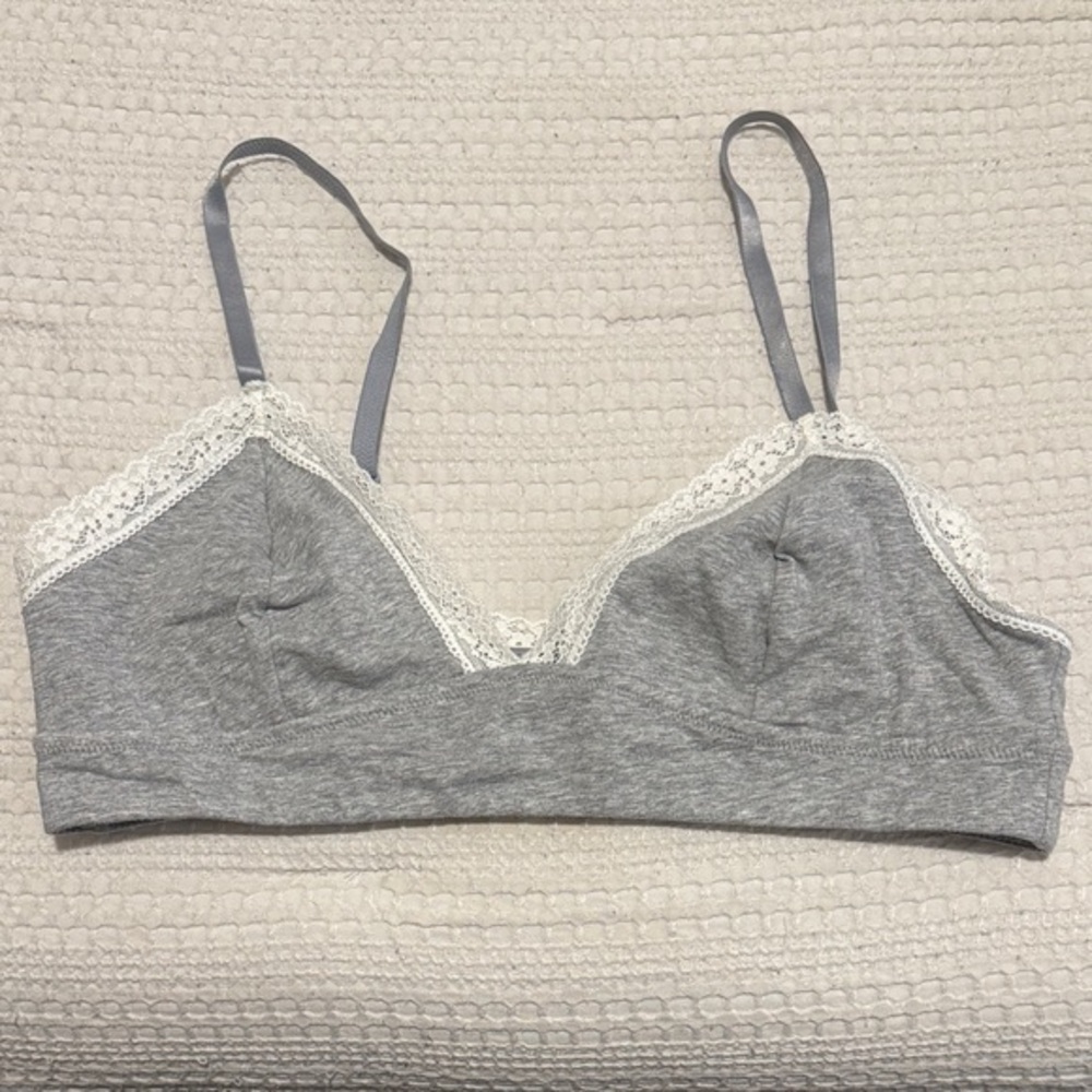 🆕 Jenni Gray with White Lace Bralette. XL. NWT!💥💥
